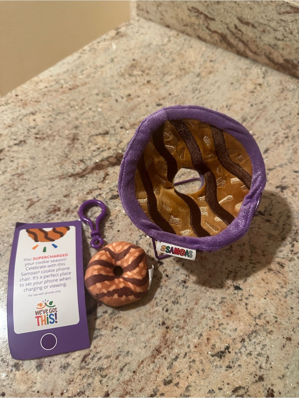 Samoas Cookie Phone Holder and clip chain